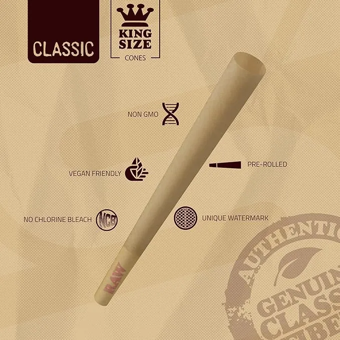 RAW Cones Classic King Size - 100 Pack Pre-Rolled Papers
