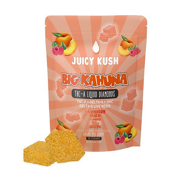 JUICY KUSH - 5000mg Live Resin CBD Gummies Australia - Raspberry Peach