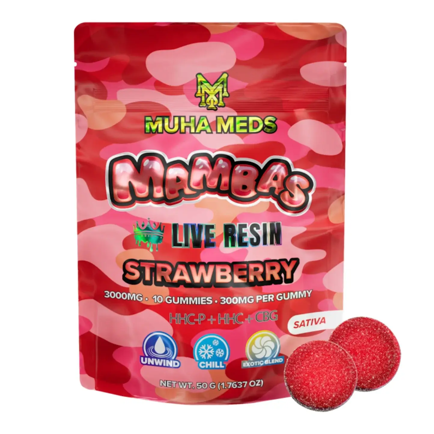 Muha Meds 3000mg Live Resin THC Gummies – Strawberry